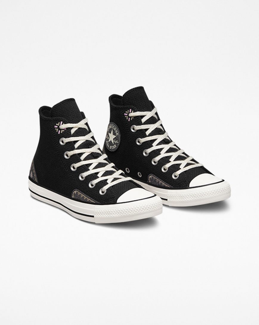 Women's Converse Chuck Taylor All Star Autumn Embroidery High Top Shoes Black / Pink | AU 543CES
